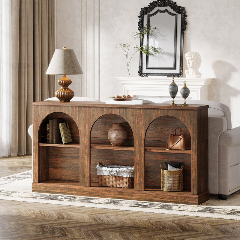 Gracie Oaks Chiswick 63 Long Wooden Farmhouse Entryway Console W111998400