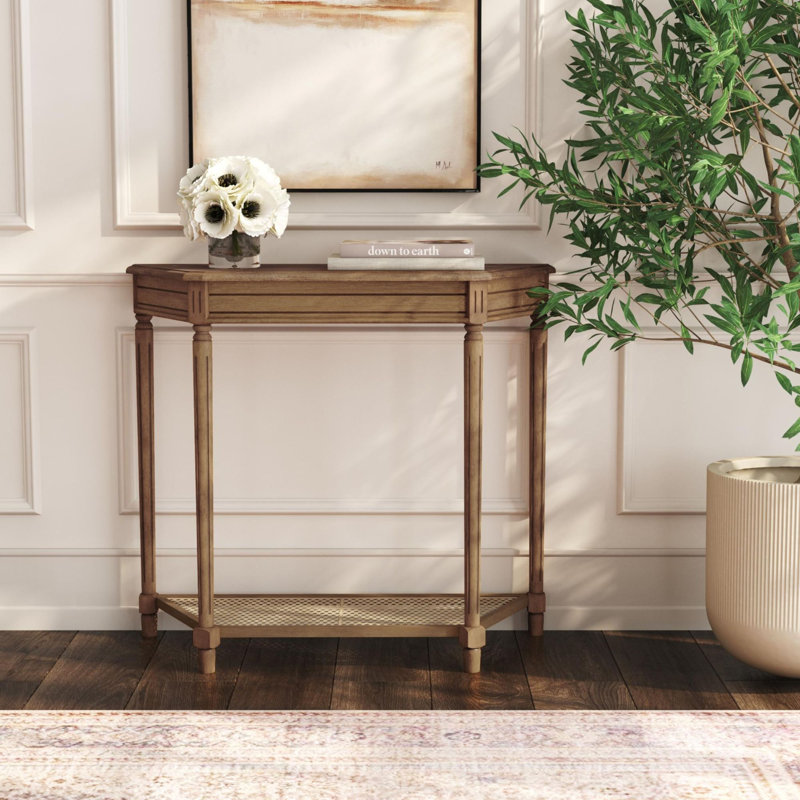 Bay Isle Home Carterlee Demilune Console Table With Cane Shelf W112709901