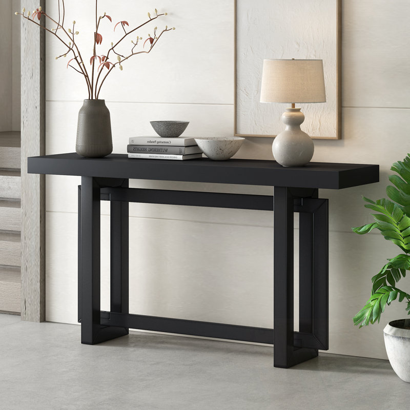 Latitude Run Wood Console Table With Trestle Base W113260165