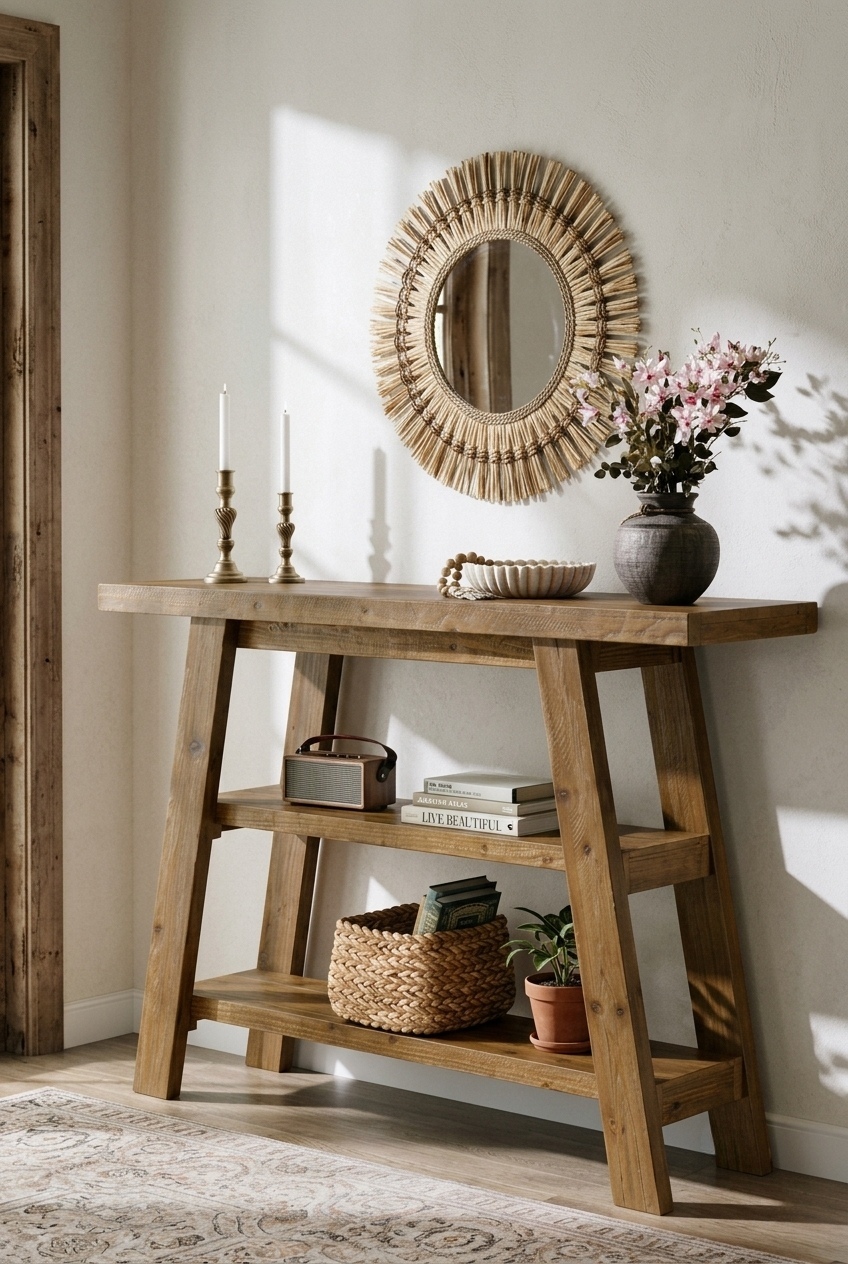 Curating Tone and Texture with Solid Wood Console Table Decor