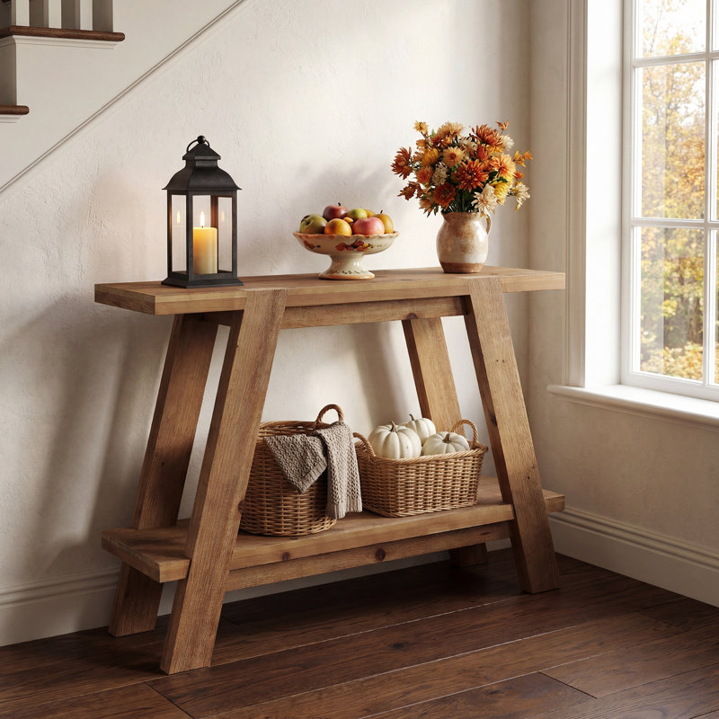 Art of the Entryway: Curation with a Solid Wood Farmhouse Entryway Table