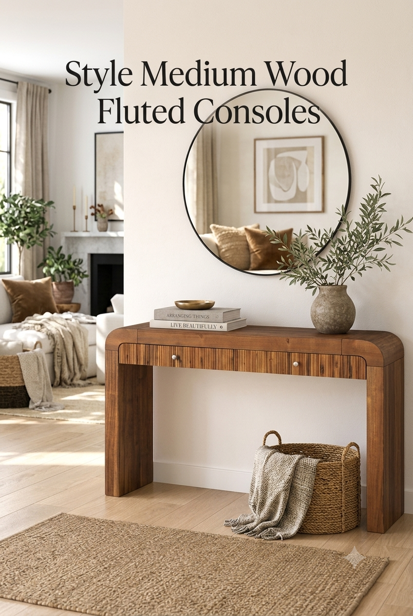 The Art of Balance: How to Style Medium Wood Fluted Consoles with Quiet Sophistication