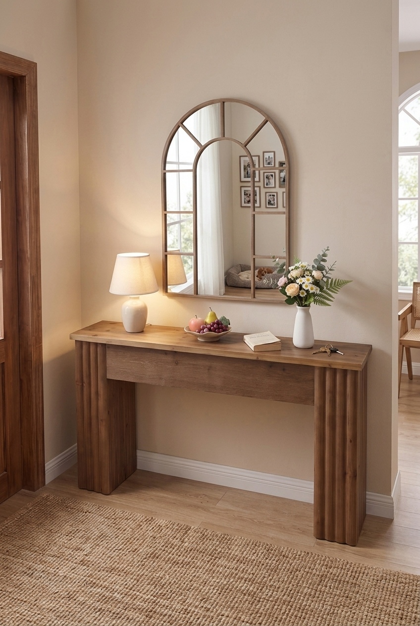 The Art of the Foyer: Effortless Fluted Farmhouse Console Table Styling